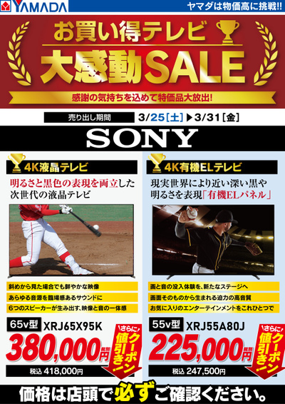 【SONY】お買い得テレビ 大感動セール!