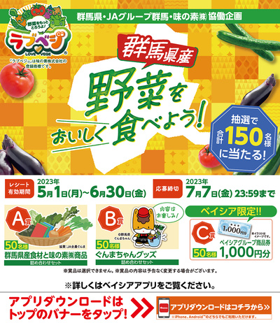 群馬県・JAグループ群馬・味の素(株) 協働企画 群馬県産野菜をおいしく食べよう!