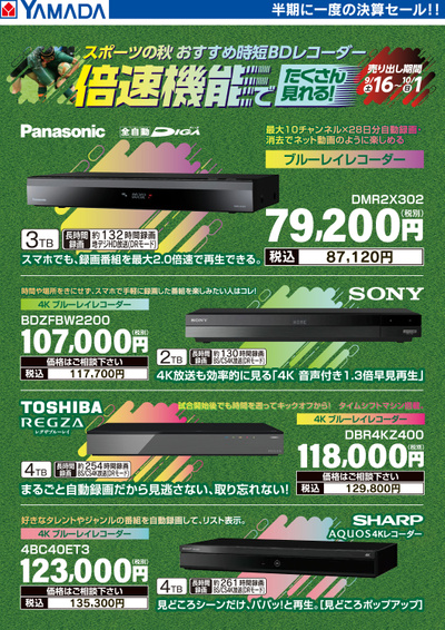 スポーツの秋 おすすめ時短BDレコーダー